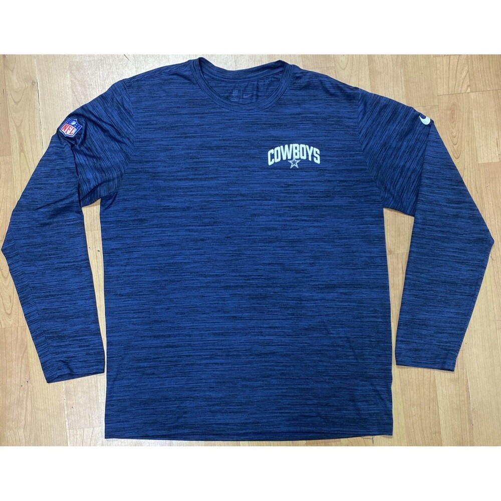 Nike NFL Dallas Cowboys Dri Fit  Mens Large Blue and Black Long Sleeve Tee Shirt